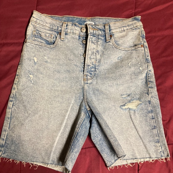 NWOT High-Waisted Button-Fly Ripped Cut-Off Jean Shorts - Picture 2 of 5